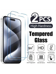 2 Piezas Protector De Pantalla De Vidrio Templado Hd Para La Serie Iphone 15 14 13 12 11, Película De Vidrio 9h Para Iphone 8 7 6 6s Plus Xs Max Xr 11 12 13 14 15 Pro Max