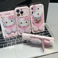 Girl Pink KT Mirror Bracket Apple 17promax Phone Case Two-Dimensional iPhone16pm Shock-resistant 15p