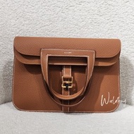 可簽卡可分期❣️Hermes Halzan 25 金棕色金扣