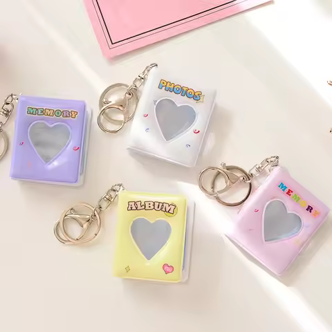 16 Pockets Star Kpop Photocard Holder Keychain Photo Album Card Holder 1.1x1.7 Inch ID Badge Holder 