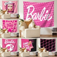 Pink Barbie Wall Tapestry with Clips Polyester Tapestries Bedroom Wall Hanging Tapestry Home Decorat