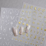 STAR MOON Nail STICKER Shining STAR MOON Nail Art STICKER Metallic Gold Silver