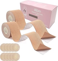 Breast Tape By STpro -2in x16.4ft and 5 Pairs Shield Adhesive Bra for A-E Cup - Waterproof beige (beige, 1roll)