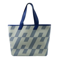 HERMES 帆布/Swift皮革Cabas H En Biais GM手挽袋Bleu France