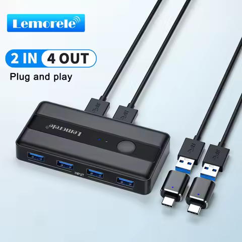 USB KVM Switch Adapter USB 3.0 Switcher 2 Input 4 Output USB Switch KVM Switcher Printer Sharer For 