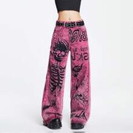 Spring/Summer Carnival Party Graphic Pink Punk Music Festival Pink Y2K Gyaru Baddie Skeleton & Gothi