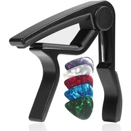 WINGO Guitar Capo for Acoustic and Electric Guitars with 5 Picks for Free, Black.