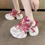 ** Heightening Shoes Women Thick-Soled Casual Shoes Heightening Dad Shoes Color-Blocking Dad Shoes W