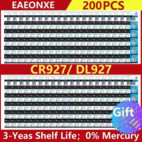 200pcs CR927 Button Cell Batteries 927 3V Lithium Batteries for Remote Toys Watch Battery