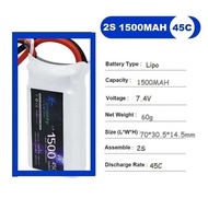 ️ Lipo Battery 2S 7.4V 1500Mah 45C Rechargeable Toys For RC Helicopter Airplane Car
