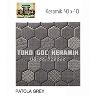 KERAMIK LANTAI/KERAMIK KAMAR MANDI/KERAMIK 40x40 HEXAGONAL PATOLA GREY