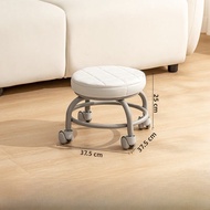 Citylong Metal Rolling Stool Short Stool Durable Solid Construction with Wheels Comfortable Home Use