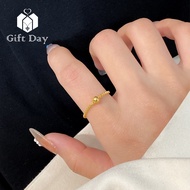 แหวนทองคำ18K รูปสัตว์นำโชคแหวนลูกปัดผู้หญิงแหวนเฉพาะกลุ่มโซ่แฟชั่นแหวนลบไม่ออก