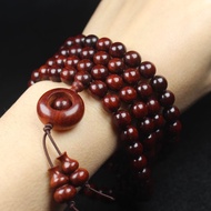 108 Manik Daun Kecil Cendana Merah Tasbih Cendana India Gelang Kayu Merah untuk Lelaki dan Wanita Ak