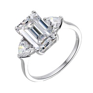 Shining 4ct Moissanite Wedding Ring Women 8x12MM Emerald cut Big Moissanite Diamonds Rings S925 Silv
