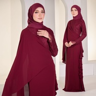 HIJABISTAHUB DARCY DRESS plain mermaid lace drapping dress baju bridesmaid dinner dress baju tunang