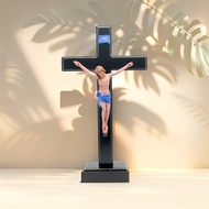 CATHOLIC TABLE CROSS 30 CM (BLACK) BLACK FIBER SITTING CROSS/ CATHOLIC SITTING CROSS/ CATHOLIC WOODE
