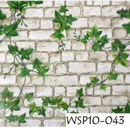 Wallpaper Dinding Bata Warna Daun Hijau Lis Putih Panjang 8Meter x Lebar 45CM