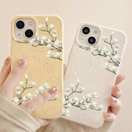 White flowers Cartoon environmentally friendly degradable wheat shockproof case phone Casing for iphone 15 14 13 12 11 Pro Max X Xr Xs Max 8 7 6 6s Plus SE
