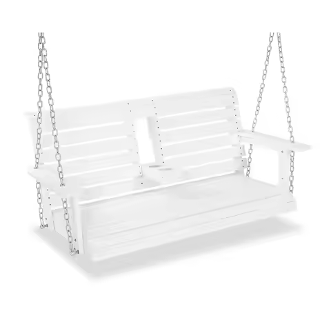 Poly Lumber 2-Seat Porch Swing, HIPS 4.5-Feet Bench Swing with Foldable Cup Holders,18/8 Stainless S