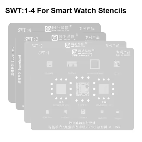 AMAOE SWT1-4 BGA Reballing Steel Mesh Stencil Template for Smart Watch SL8521E/MSM8909W SL8521E/RK35