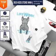 T-Shirt Cotton LIFEWORK Printed Round Neck Short Sleeve Casual Tops for Women