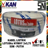 Kabel Listrik LOTUSku NYMHY 3x075 3x0.75 50 meter (50m) Serabut