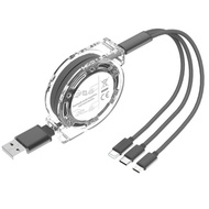 #N/A - 一拖三伸縮數據線 手機3A快充三合一充電線（銀色）#Q901004548