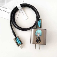 Black Straight Charger Protective Case with "Wistoria" Character Image for Charger iphone, Vivo, Xia