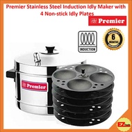 Premier Stainless Steel Induction Compatible Idly Cooker With 4 Non-Stick Idly Plates (16 Cavity)