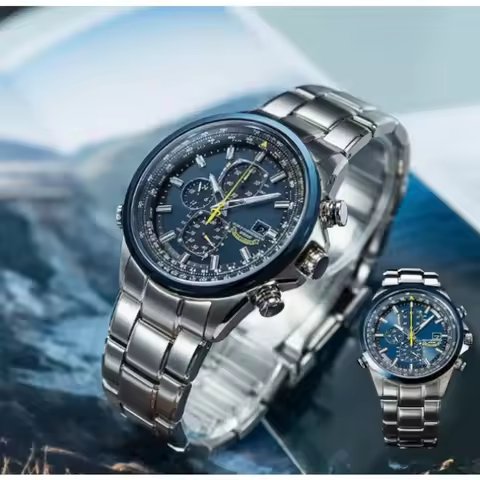 Stylish Men's Atomic Chronograph Watch | Luxury Sports Design, Stainless Steel & Blue Dial | Great C