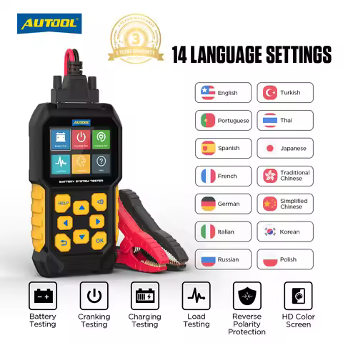 AUTOOL BT460 12V 24V Car Battery Tester Battery Tester Lead Acid AGM GEL Battery Analyzer Charge Sta