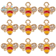 1set 40pcs Alloy Enamel with Rhinestone Bee Charm Dark Red 12.5x14.5x2.5mm Hole: 1.8mm