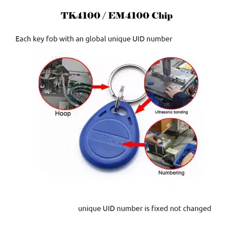 5YOA 100pcs TK4100 EM4100 Read Only RFID 125KHz Color Proximity Keyfobs Key RFID Card Chip for Acces