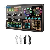 Sound Effects Board Audio Interface Live Sound Board Black for PC Microphone, Audio Mixer for Karaoke, Gaming