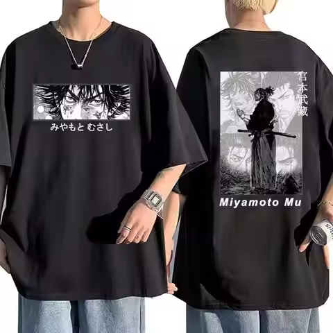 Fashion Harajuku Bagabondo Anime Eyes Vagabond T-Shirt Men Women Casual Miyamoto Musashi Short Sleev