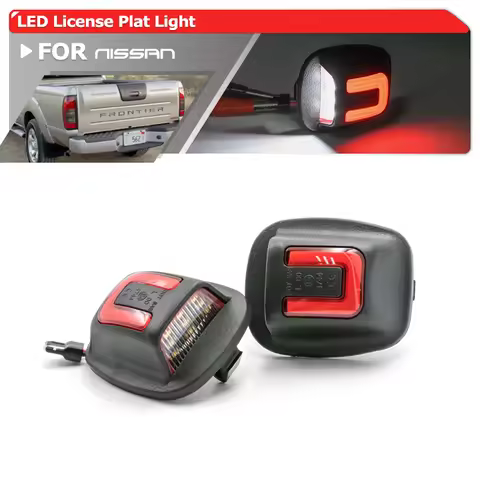 2x White/Red For Nissan Frontier Navara NP300 D22 Xterra Roniz WD22 OLED License Plate Light Auto Ta