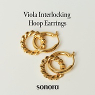 Sonora Viola Interlocking Hoop Earrings, Interlude Collection, 18K Gold Plated 925 Sterling Silver