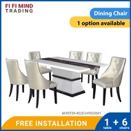 Xandra Marble Dining Set/ Marble Dining Table/ Meja Makan 6 Kerusi/ Meja Makan Marble/ Meja Makan Set