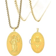 LIKGREAT Double-sided Triple Moon Goddess Necklace Stainless Steel Vintage Wheel of Hecate Choker Pr