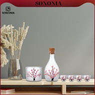SONONIA Sake Pot Set,Japanese Cold Sake Glasses,Japanese Style,Sake Bottle for Cold Warm Hot Sake,We