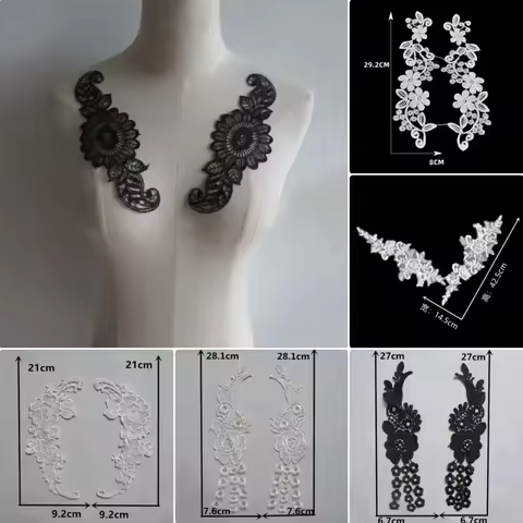 Wholesale sales of 1-10 pieces of polyester hollowed out embroidery DIY sewing decoration paired wit