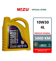 Mizu Premium Mineral Lubricant 10W30 Car Engine Oil - 4 litres [ Limited Promotion ][ with Free 1 pi