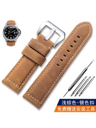 Crazy horse leather strap suitable for Panerai men's watch Panerai genuine leather watch strap PAM111 wrist strap 18-24mm 【SYY】