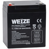 WEIZE 12V 5AH Home Alarm Battery with F1 Terminals Replaces 12 Volt 4AH 4.5AH for Electric Scooters,