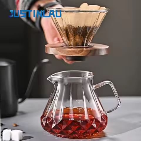 JUSTINLAU Hand Brewing Coffee Set High Borosilicate Glass Coffee Sharing Pot Cold Extraction Pot Bre