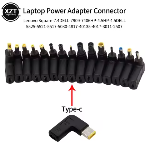 Laptop Power Adapter Connector Dc Plug USB Type C Female to Universal Male Jack Converter for Hp Del