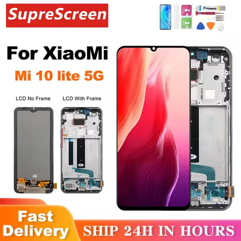 AMOLED For Xiaomi mi 10 lite 5G M2002J9G M2002J9S XIG01 Display Touch Screen Digitizer Assembly For 