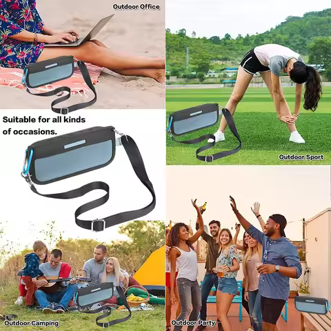 Speaker Case with Shoulder Strap&Carabiner Silicone Cover Case Shockproof Protective Skin Sleeve for