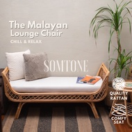 The Malayan - Hotel Rattan Lounge Chair & Sun Bed Chair Sandbar Bench with Seat Cushion, Kerusi Rota